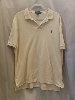Polo by Ralph Lauren Men's Cream Polo with Embroidered Pony